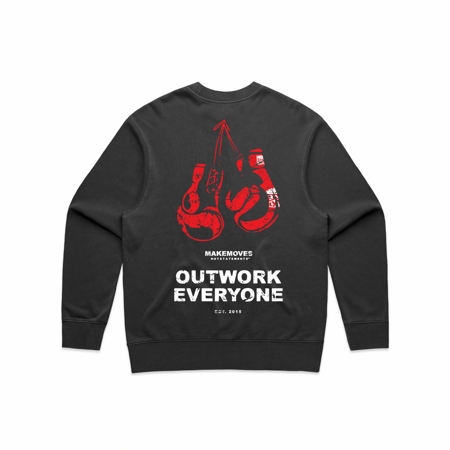 The MMNS Crew in Black is made of 100% USA combed cotton.