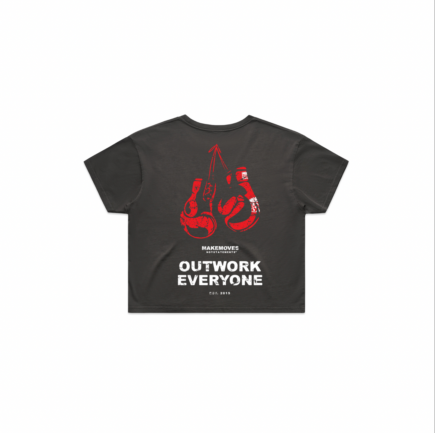 The back of MMNS Crop in Black is made of 100% USA combed cotton.