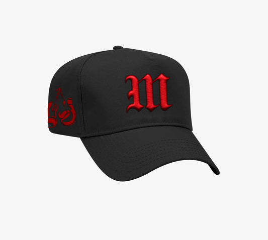 Make Moves Black Cap with red font. The cap features 65% polyester and 35% cotton.