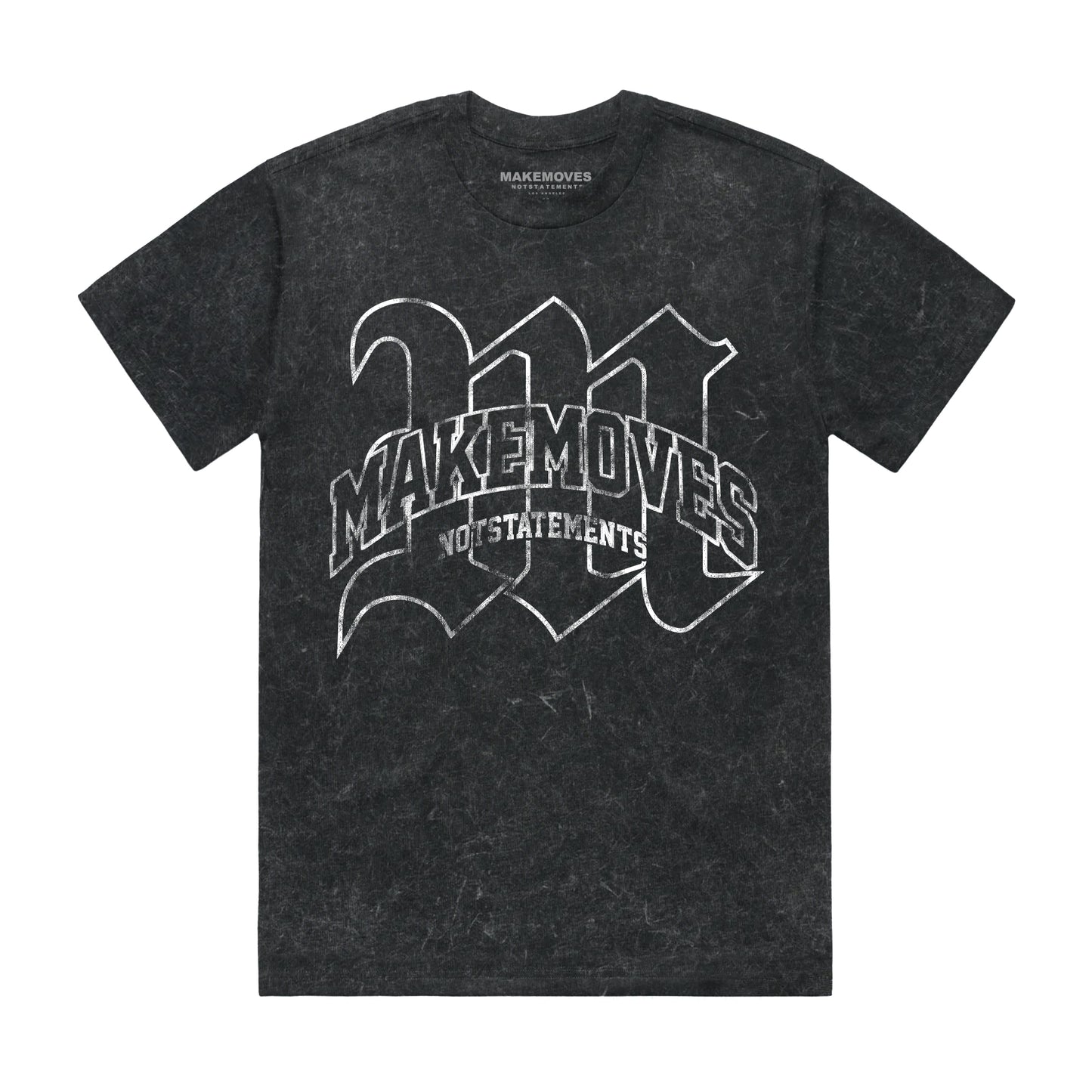 The Make Moves Not Statements Sport Tee features a vintage wash to create your favorite, most comfortable tee. The sports tee features a large ‘M’ with the MMNS logo across the front.