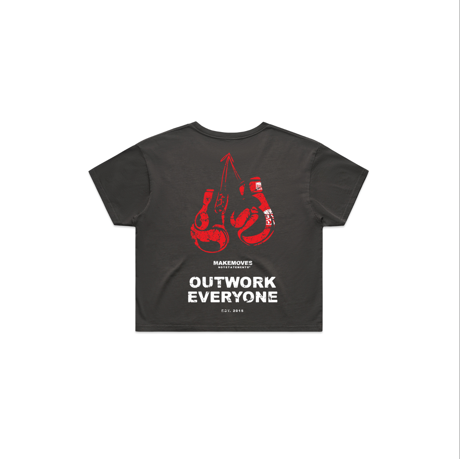The back of MMNS Crop in Black is made of 100% USA combed cotton. 