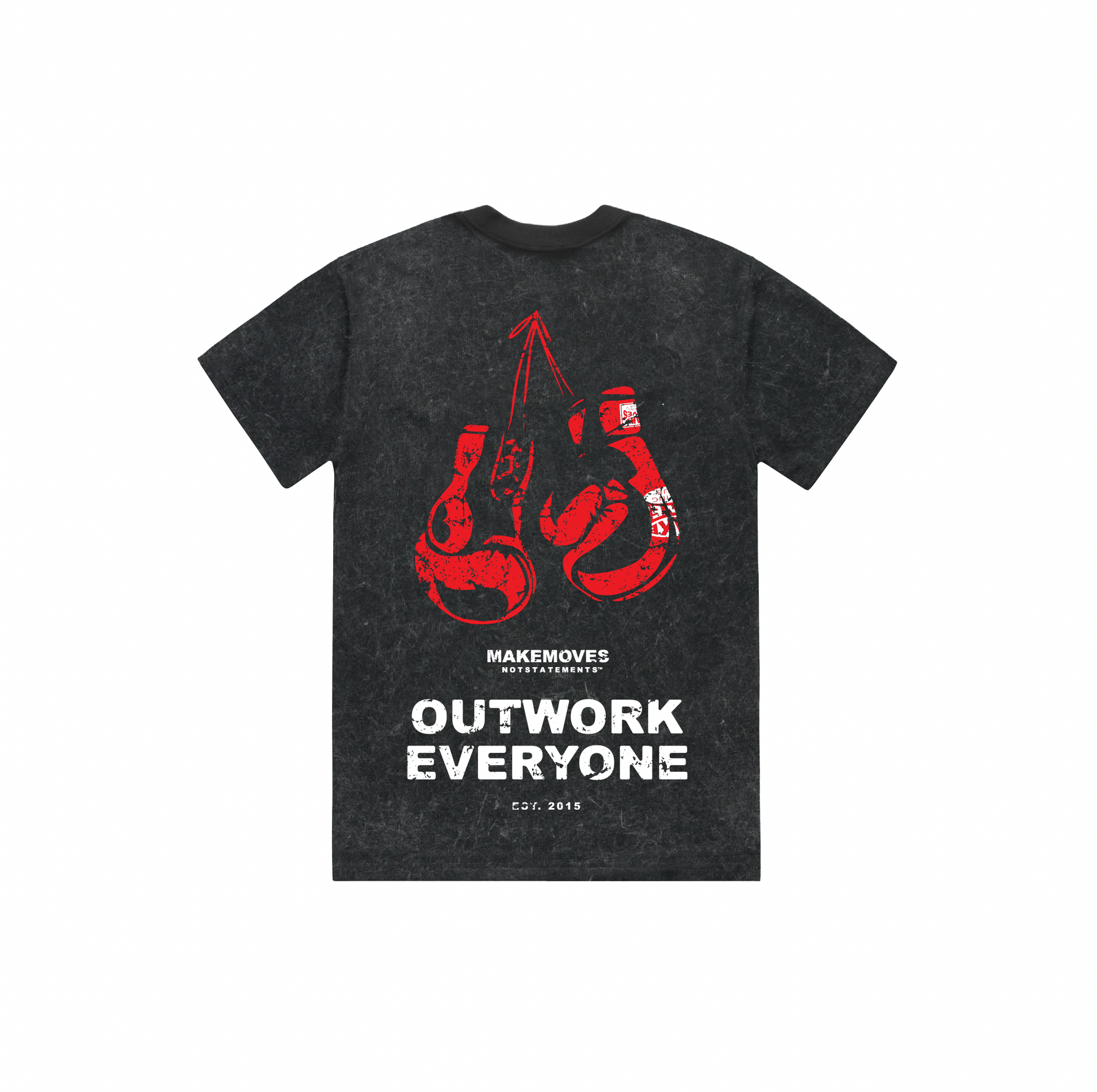 The back of  MMNS Tee in Black is made of 100% USA combed cotton. 